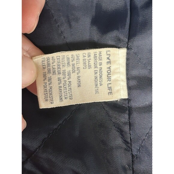 American Eagle AE Pea Coat Womens Small Navy Blue Plaid Button Jacket Wool Blend - Picture 7 of 9